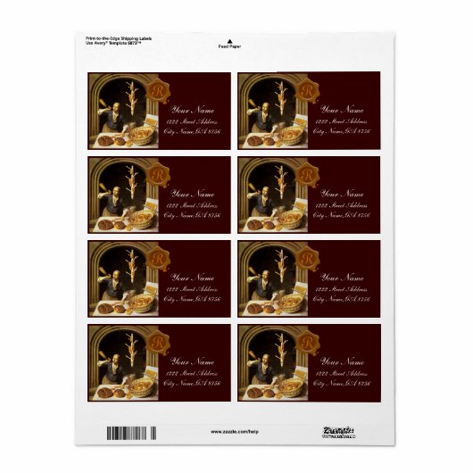 ANTIEK BAKER BAKERY BREAD SHOP WAX SEAL MONOGRAM ETIKET (Full Sheet)