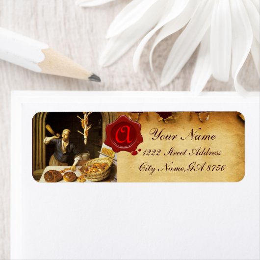 ANTIEK BAKER BAKERY BREAD SHOP WAX SEAL MONOGRAM ETIKET (Insitu)