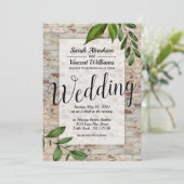 Antiek baksteen groen Chic bruiloft uitnodiging (Staand voorkant)