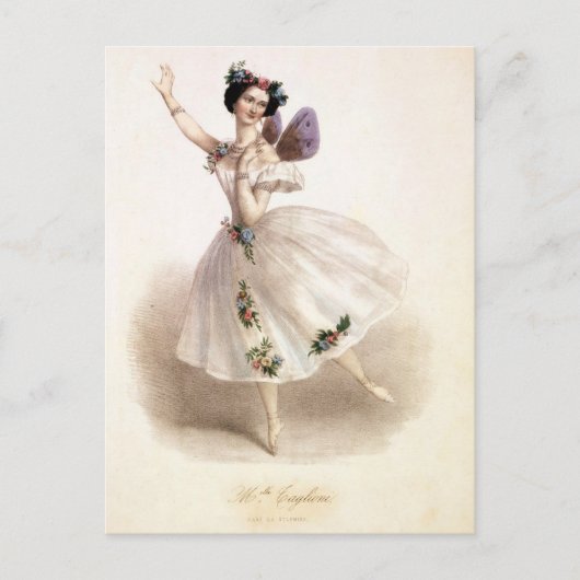 Antiek Ballet Ballerina Briefkaart (Voorkant)