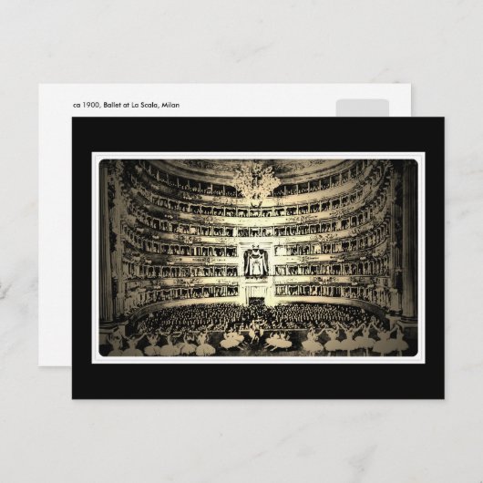 Antiek ballet Scala Milaan, foto zwart-wit Briefkaart (Voorkant / Achterkant)