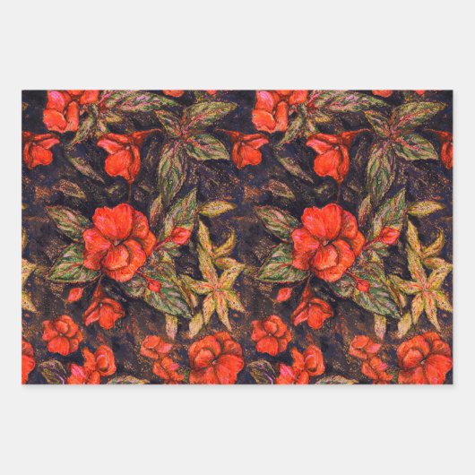 Antiek balsem Flowers Pattern Art Inpakpapier Vel (Voorkant 3)