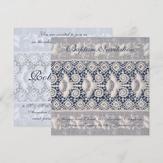 Antiek baptisme-uitnodiging (jongen) kaart (Voorkant / Achterkant)