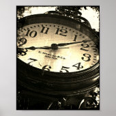 Antiek Bar Harbour Maine Street Clock B&W Poster (Voorkant)