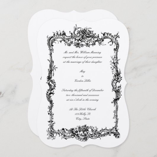 Antiek Barokke Rococo Flowers & Grapes Border Kaart (Voorkant / Achterkant)