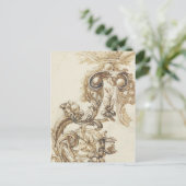 Antiek barokvormig briefkaart (Staand voorkant)