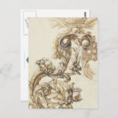 Antiek barokvormig briefkaart (Voorkant / Achterkant)