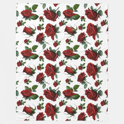 Antiek Bed van Rozen Fleece Deken (Voorkant)