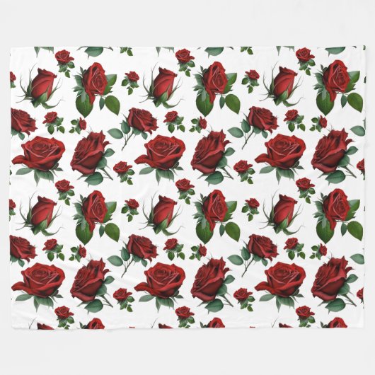  Antiek Bed van Rozen Fleece Deken (Voorkant (Horizontaal))
