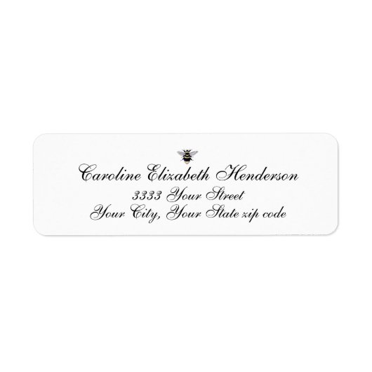 Antiek Bee Classic Script Retouradres Etiket (Voorkant)