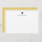  Antiek Bee Polka Dot gepersonaliseerd Notitiekaartje (Voorkant / Achterkant)