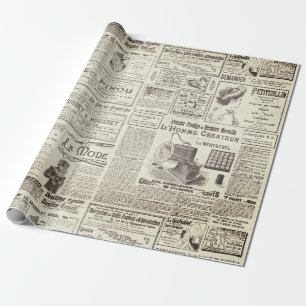 Antiek  Beige Franse advertenties Ephemera Cadeaupapier