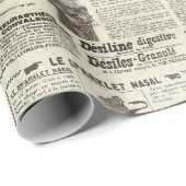 Antiek  Beige Franse advertenties Ephemera Cadeaupapier (Rol Hoek)