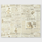 Antiek  Beige Franse advertenties Ephemera Cadeaupapier (Vlak)