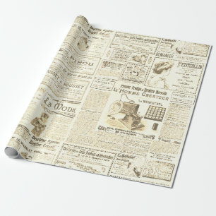 Antiek Beige Franse advertenties Ephemera Cadeaupapier