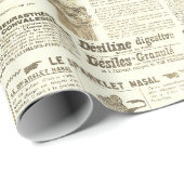 Antiek  Beige Franse advertenties Ephemera Cadeaupapier (Rol Hoek)