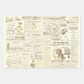 Antiek  Beige Franse advertenties Ephemera Inpakpapier Vel (Voorkant 2)