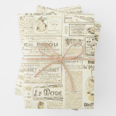 Antiek  Beige Franse advertenties Ephemera Inpakpapier Vel (In situ)