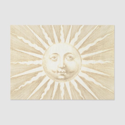 Antiek  Beige Gold Sun Face Tissuepapier (Voorkant)