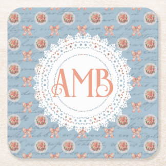 Antiek belettering Rozen gepersonaliseerd Kartonnen Onderzetters