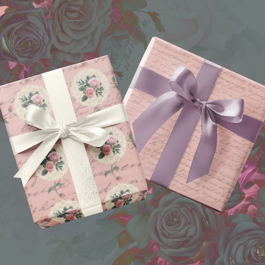  Antiek belettering vervaagd roze Cadeaupapier