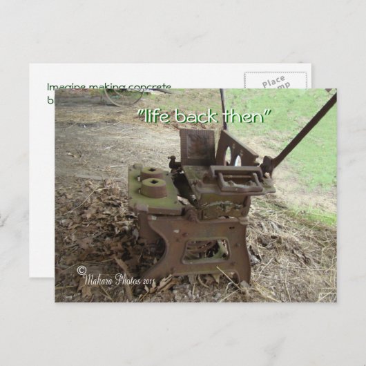 Antiek betonnen Briefkaart van de Maker (Voorkant / Achterkant)