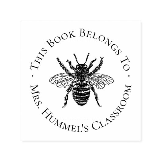 Antiek Bij Docent Ex Libris Label Zelfinktende Stempel (Design)