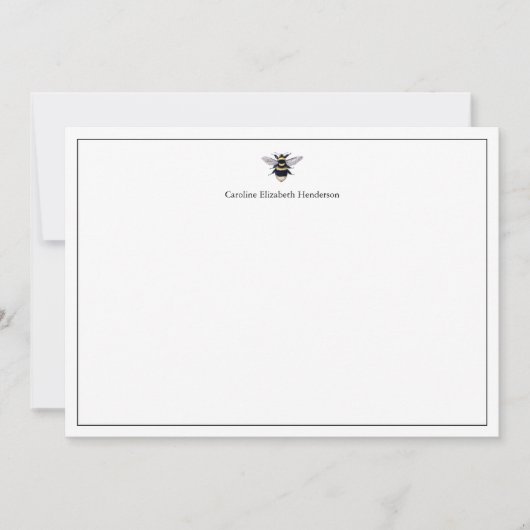  Antiek Bijen Wit Classic Gepersonaliseerd Notitiekaartje (Voorkant)