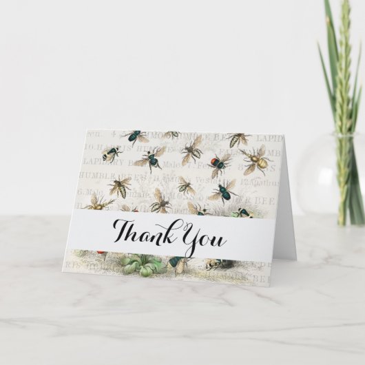 Antiek bijenhoningwerker Queen Bees  Bedankkaart (Voorkant)