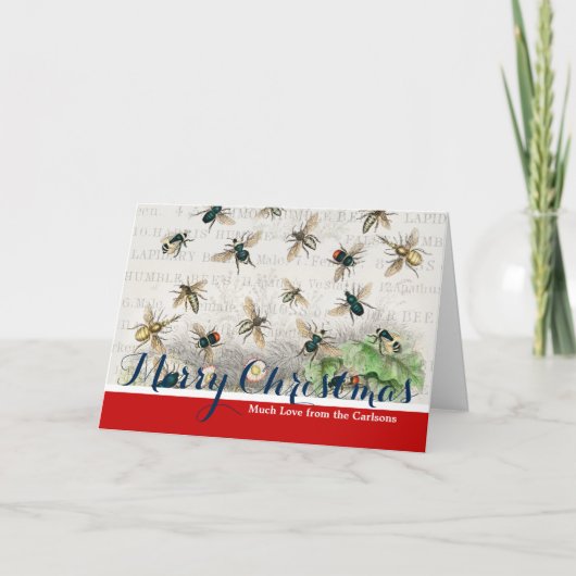 Antiek bijenhoningwerker Queen Bees  Feestdagen Kaart (Voorkant)