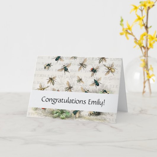 Antiek bijenhoningwerker Queen Bees  Kaart (Gele Bloem)