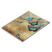 Antiek, bijtende ontkoppeling N blauwe vlinders Notitieboek (Linkerzijde)