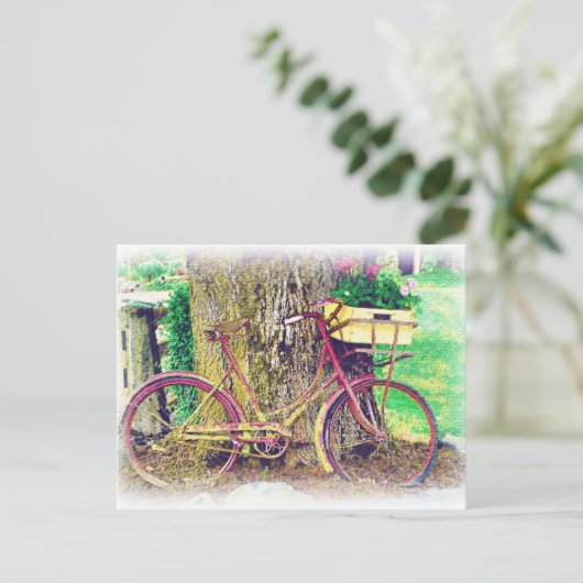 Antiek bike met ventilatormand briefkaart (Staand voorkant)