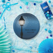 Antiek Black Street Lamp 's nachts en Names Weddin Papieren Bordje (Feest)