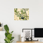 Antiek Blackthorn Botanische Print Bloembes (Thuiskantoor)