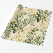 Antiek Blackthorn Botanische Print Bloembes Cadeaupapier (Uitgerold)