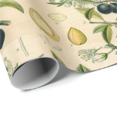 Antiek Blackthorn Botanische Print Bloembes Cadeaupapier (Rol Hoek)