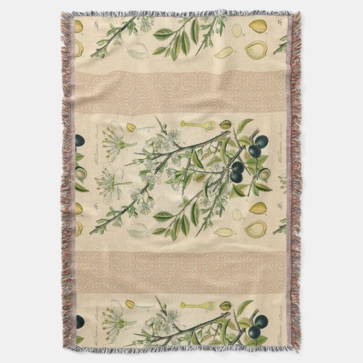 Antiek Blackthorn Botanische Print Bloembes Deken (Voorkant Verticaal)
