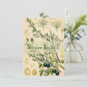 Antiek Blackthorn Botanische Print Bloembes Kaart (Staand voorkant)