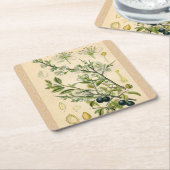 Antiek Blackthorn Botanische Print Bloembes Kartonnen Onderzetters (Schuin)