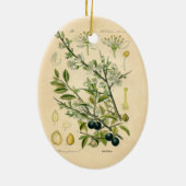 Antiek Blackthorn Botanische Print Bloembes Keramisch Ornament (Achterkant)