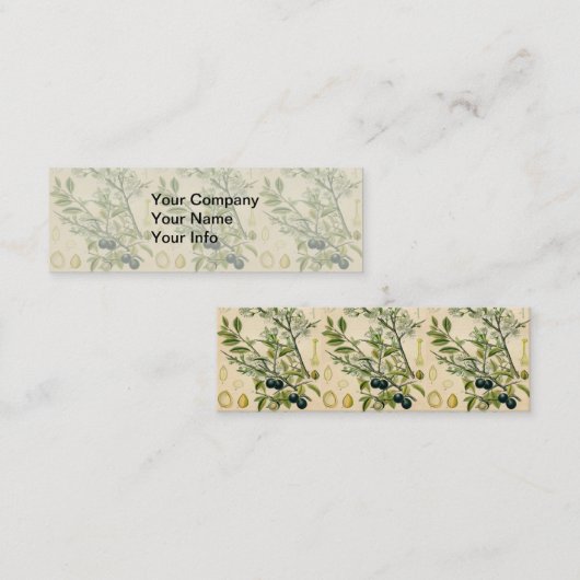 Antiek Blackthorn Botanische Print Bloembes Mini Visitekaartje (Voorkant / Achterkant)