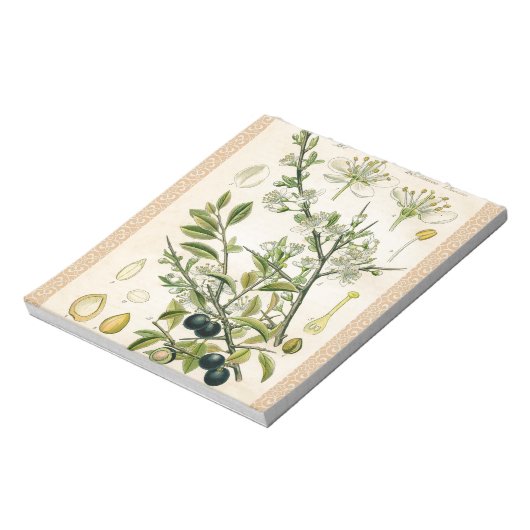 Antiek Blackthorn Botanische Print Bloembes Notitieblok (Linkerzijde)
