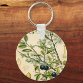 Antiek Blackthorn Botanische Print Bloembes Sleutelhanger (Voorkant)