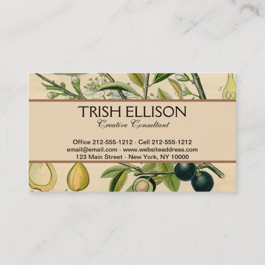 Antiek Blackthorn Botanische Print Bloembes Visitekaartje (Achterkant)