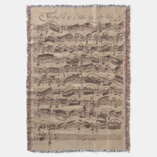 Antiek blad Music Bach Manuscript Deken (Voorkant Verticaal)