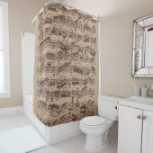 Antiek blad Music Bach Manuscript Douchegordijn (In situ)