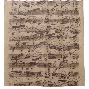 Antiek blad Music Bach Manuscript Douchegordijn
