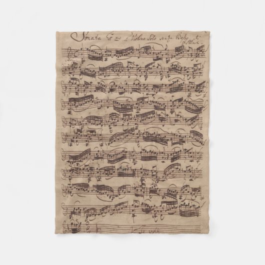 Antiek blad Music Bach Manuscript Fleece Deken (Voorkant)