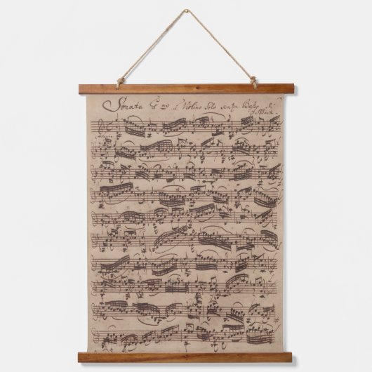 Antiek blad Music Bach Manuscript Hangend Wandkleed (Voorkant)